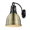 Duncan 1-Light Wall Sconce - Matte Black with Aged Brass Shade