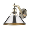 Orwell 1 Light Wall Sconce - Aged Brass with Chrome Shade