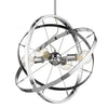 Atom Chrome 4 Light Chandelier - Chrome and Brushed Steel Rings