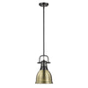 Duncan Small Pendant with Rod - Matte Black with Aged Brass Shade