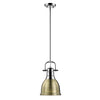 Duncan Small Pendant with Rod - Chrome with Aged Brass Shade