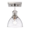 Hines 1 Light Semi-Flush - Pewter with Seeded Glass