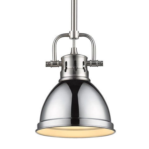 Duncan Mini Pendant with Rod - Pewter with Chrome Shade