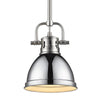 Duncan Mini Pendant with Rod - Pewter with Chrome Shade