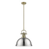 Duncan 1 Light Pendant with Rod - Aged Brass with Pewter Shade