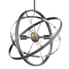 Atom Brushed Steel 4 Light Chandelier - Chrome and Brushed Steel Rings