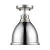 Duncan Flush Mount - Pewter with Chrome Shade