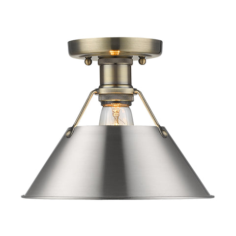 Orwell Flush Mount - Aged Brass with Pewter Shades