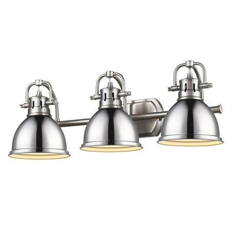 Duncan 3 Light Bath Vanity - Pewter with Chrome Shade
