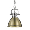 Duncan Mini Pendant with Chain - Chrome with Aged Brass Shade