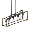 Tribeca Linear Pendant - Matte Black with Aged Brass Accents