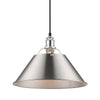 Orwell 1 Light Pendant - 14" - Chrome with Pewter Shade