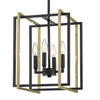 Tribeca 4 Light Chandelier - Matte Black with Aged Brass Accents