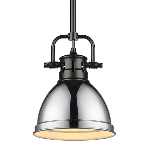 Duncan Mini Pendant with Rod - Matte Black with Chrome Shade