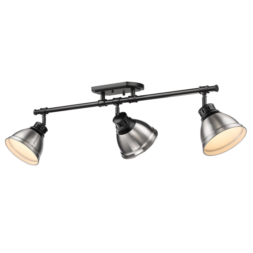 Duncan Semi-Flush - Track Light - Matte Black with Pewter Shade