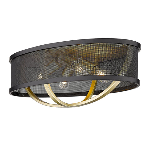 Colson Flush Mount - 24" (with Matte Black Shade) - Olympic Gold