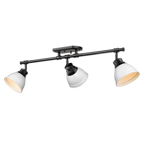 Duncan Semi-Flush - Track Light - Matte Black with White Shade