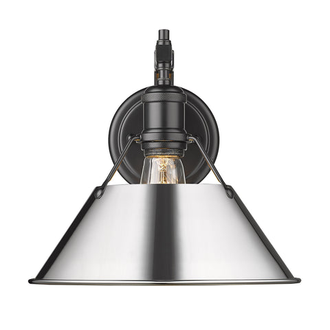 Orwell 1 Light Wall Sconce - Matte Black with Chrome Shade