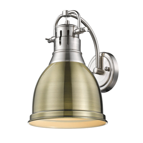 Duncan 1 Light Wall Sconce - Pewter with Aged Brass Shade