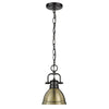 Duncan Mini Pendant with Chain - Matte Black with Aged Brass Shade