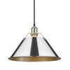 Orwell 1 Light Pendant - 14" - Pewter with Chrome Shade