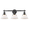 Orwell 3 Light Bath Vanity - Matte Black with Opal Glass Shades