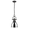 Duncan Small Pendant with Chain - Matte Black with Chrome Shade