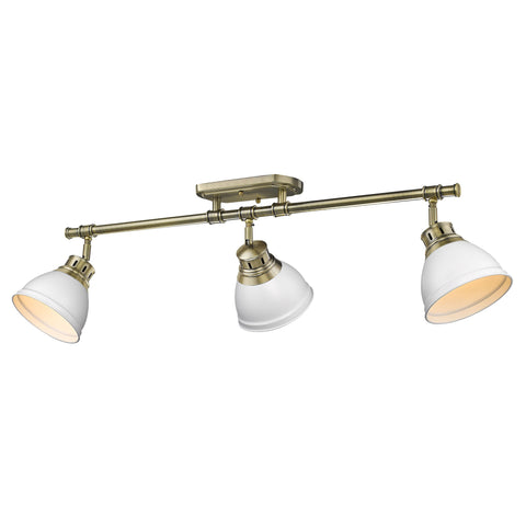 Duncan Semi-Flush - Track Light - Aged Brass with White Shade