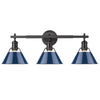 Orwell 3 Light Bath Vanity - Matte Black with Navy Shades