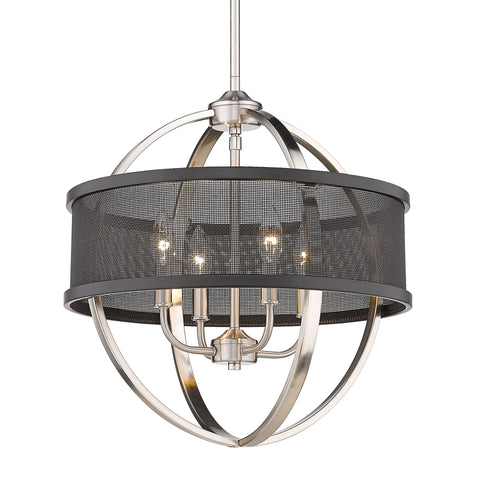 Colson 4 Light Chandelier (with Matte Black Shade) - Pewter