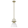 Duncan Mini Pendant with Rod - Aged Brass with White Shade