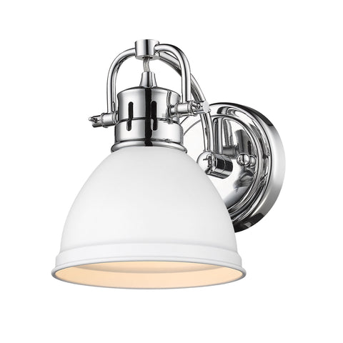 Duncan Wall Sconce/Bath Vanity - Chrome with White Shade