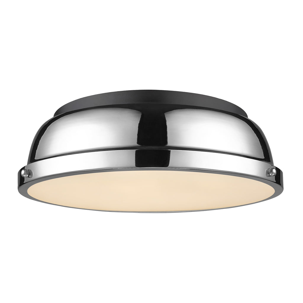 Duncan Flush Mount - Matte Black with Chrome Shade