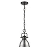 Duncan Mini Pendant with Chain - Matte Black with Pewter Shade