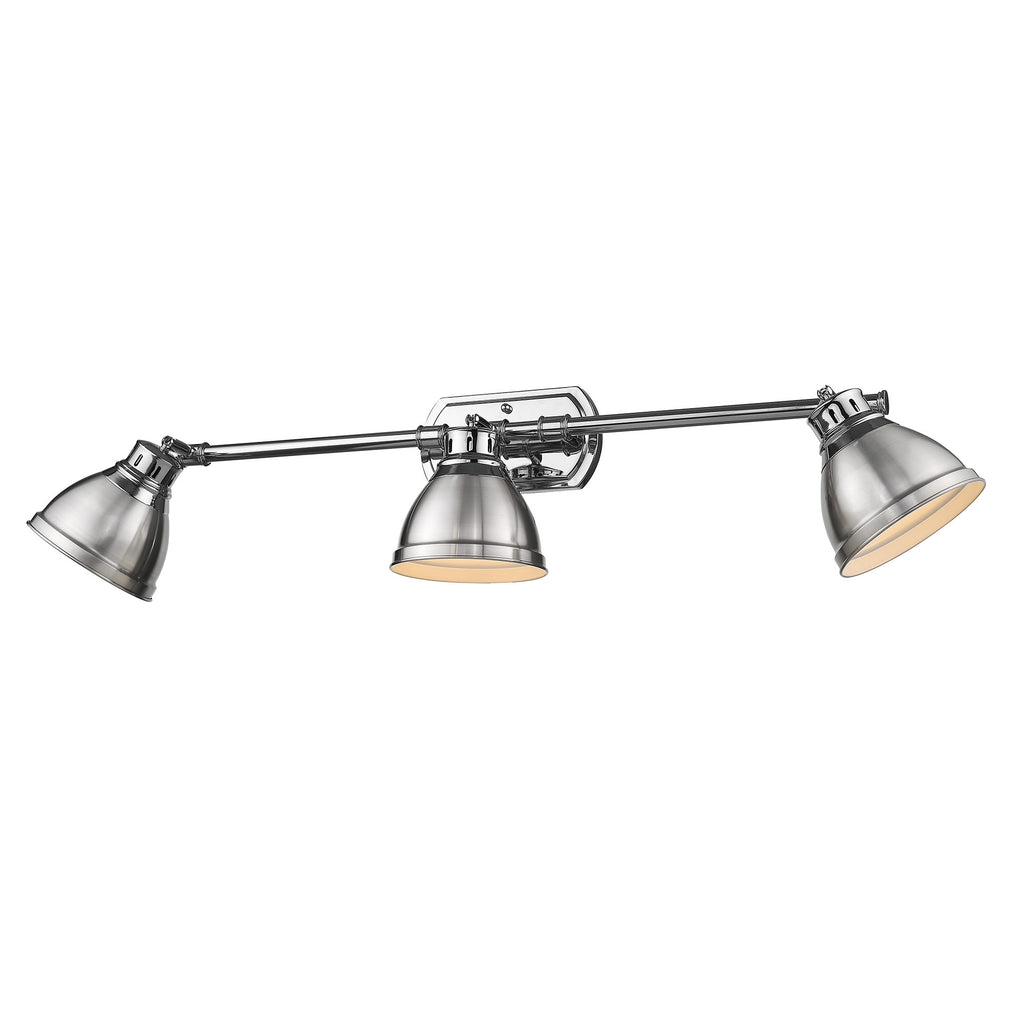 Duncan 3 Light Bath Vanity - Chrome with Pewter Shade