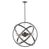 Atom All Brushed Steel 6 Light Chandelier