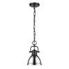 Duncan Mini Pendant with Chain - Matte Black with Chrome Shade