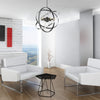 Atom Brushed Steel 6 Light Chandelier - Chrome and Brushed Steel Rings