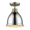 Duncan Flush Mount - Aged Brass with Chrome Shade