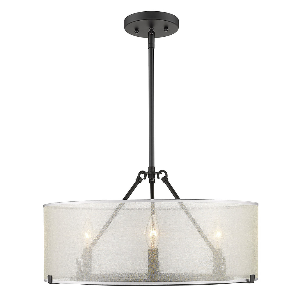 Alyssa 3 Light Chandelier - Short Rod Only - Matte Black