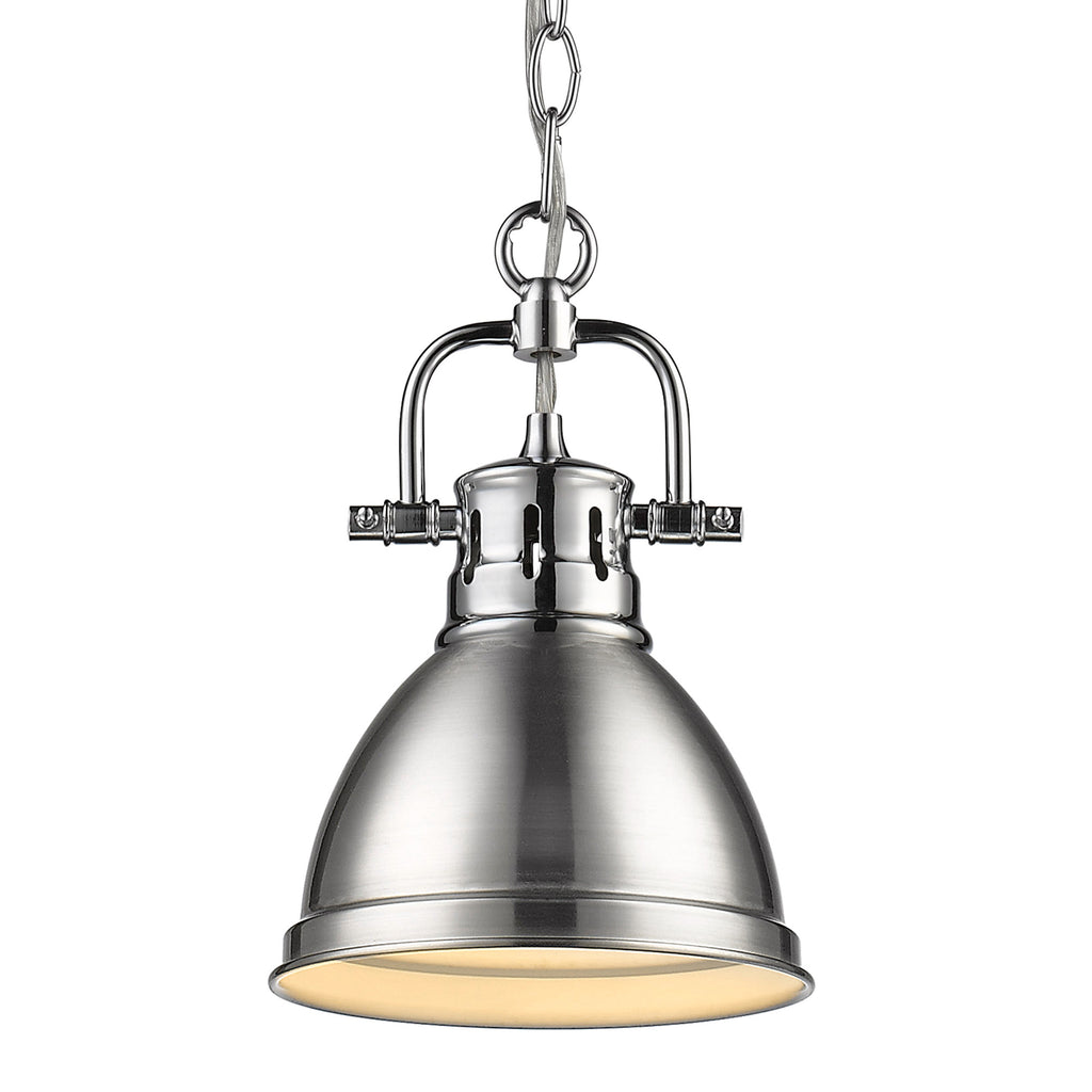 Duncan Mini Pendant with Chain - Chrome with Pewter Shade