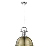 Duncan 1 Light Pendant with Rod - Chrome with Aged Brass Shade
