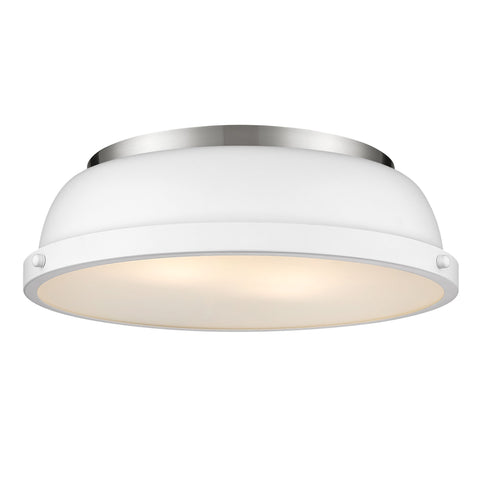 Duncan Flush Mount - Pewter with White Shade