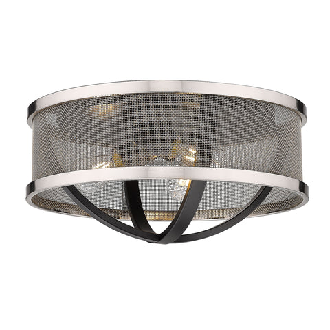 Colson Flush Mount - 15" (with Pewter Shade) - Matte Black