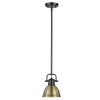 Duncan Mini Pendant with Rod - Matte Black with Aged Brass Shade
