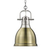 Duncan Small Pendant with Chain - Pewter with Aged Brass Shade