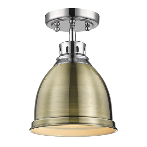 Duncan Flush Mount - Chrome with Aged Brass Shade