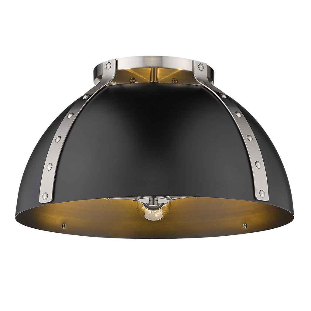 Aldrich Flush Mount - 18" - Pewter with Black Shade