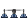 Orwell 3 Light Bath Vanity - Matte Black with Navy Shades