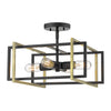 Tribeca Semi-Flush - Matte Black with Aged Brass Accents